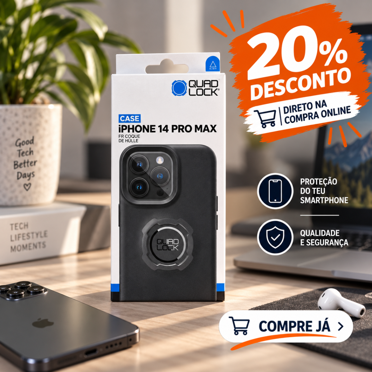 100entrada.net -Comprar botas para andar de moto online -Capa QUAD LOCK MAG - iPhone 14 Pro Max