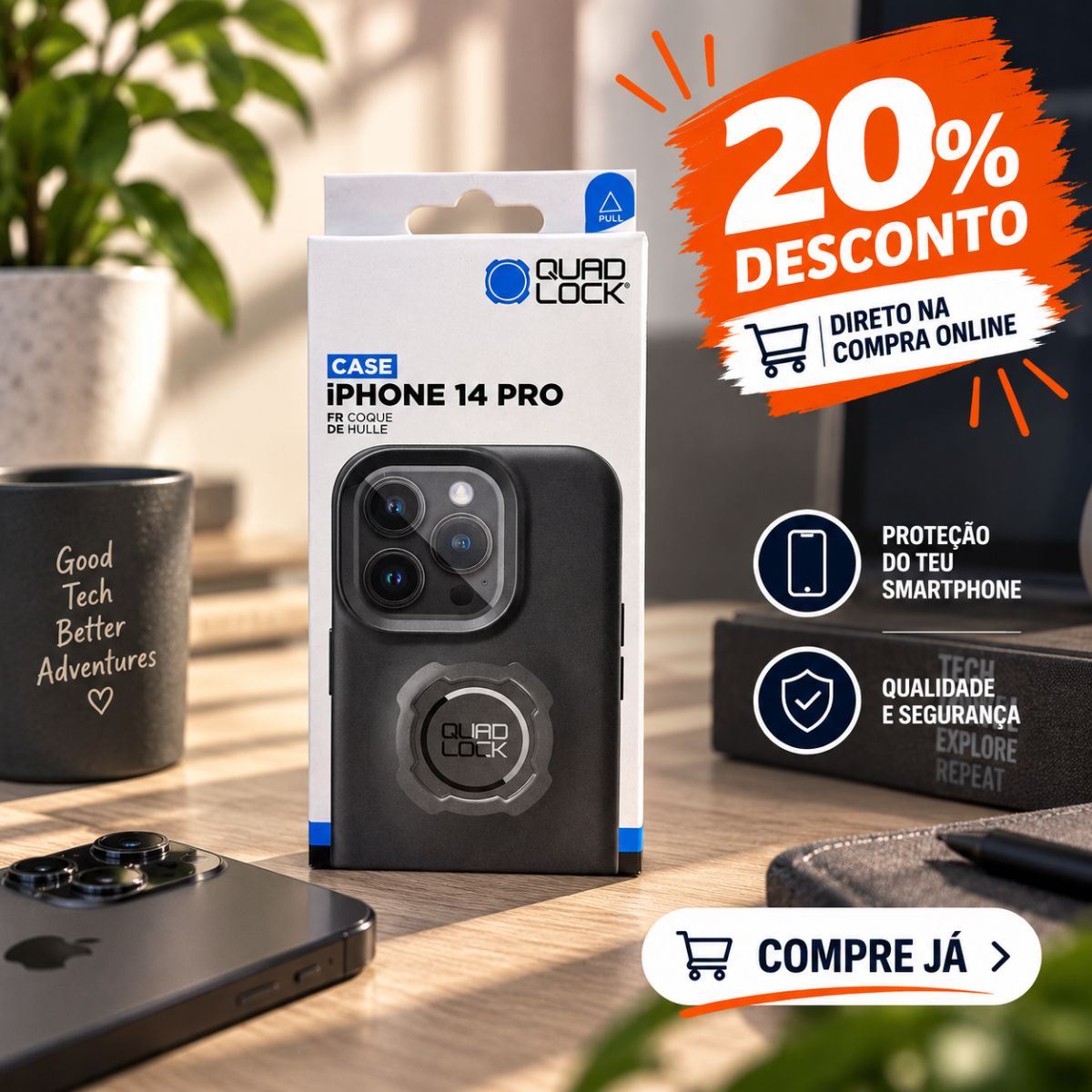 100entrada.net -Comprar botas para andar de moto online -Capa QUAD LOCK MAG - iPhone 14 Pro