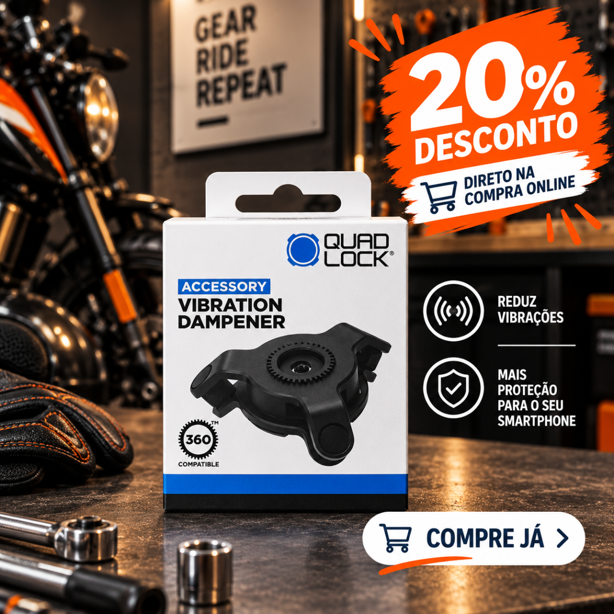 100entrada.net -Comprar online - QUAD LOCK PRO - suporte para smartphone espelho