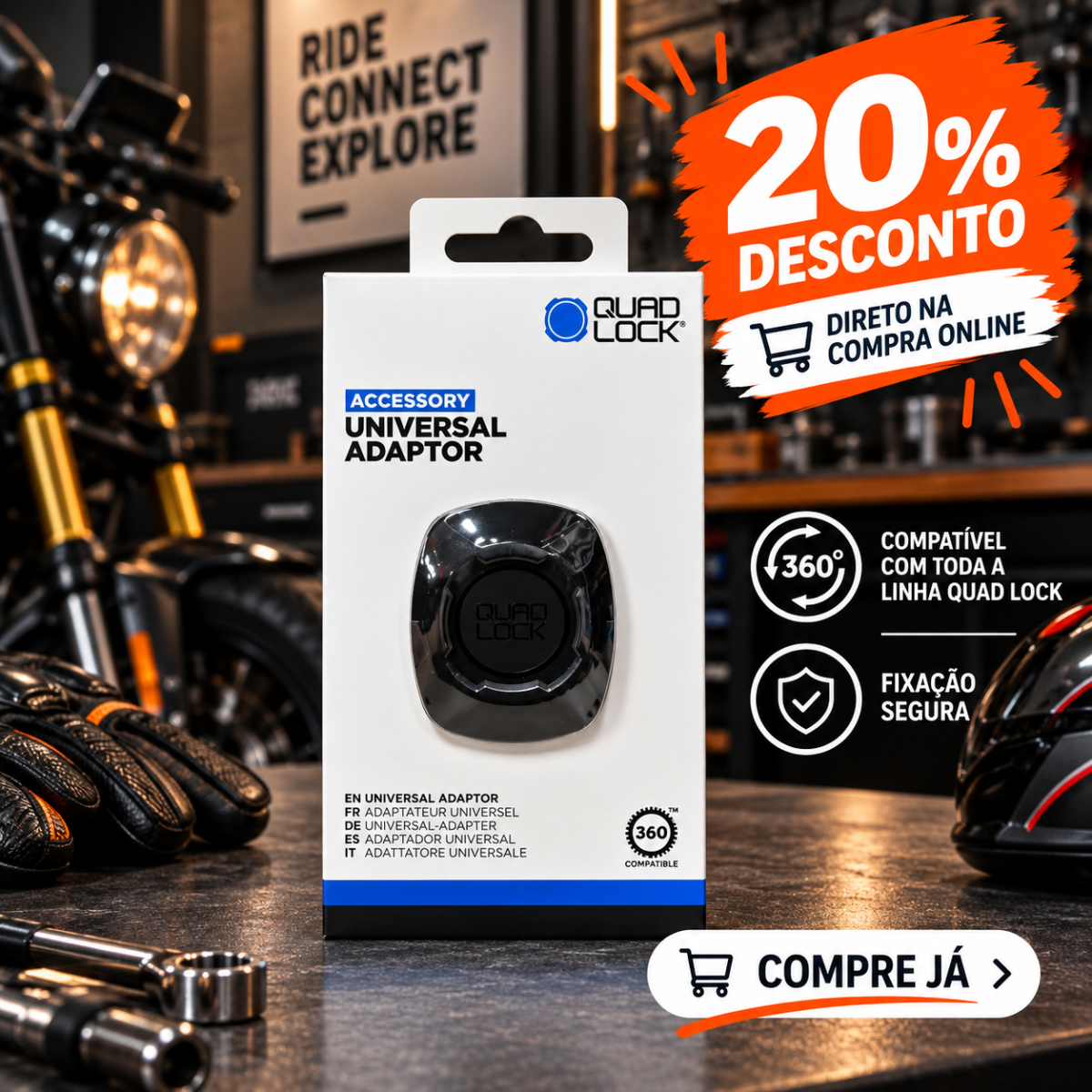 100entrada.net -Comprar online - QUAD LOCK PRO - suporte para smartphone espelho