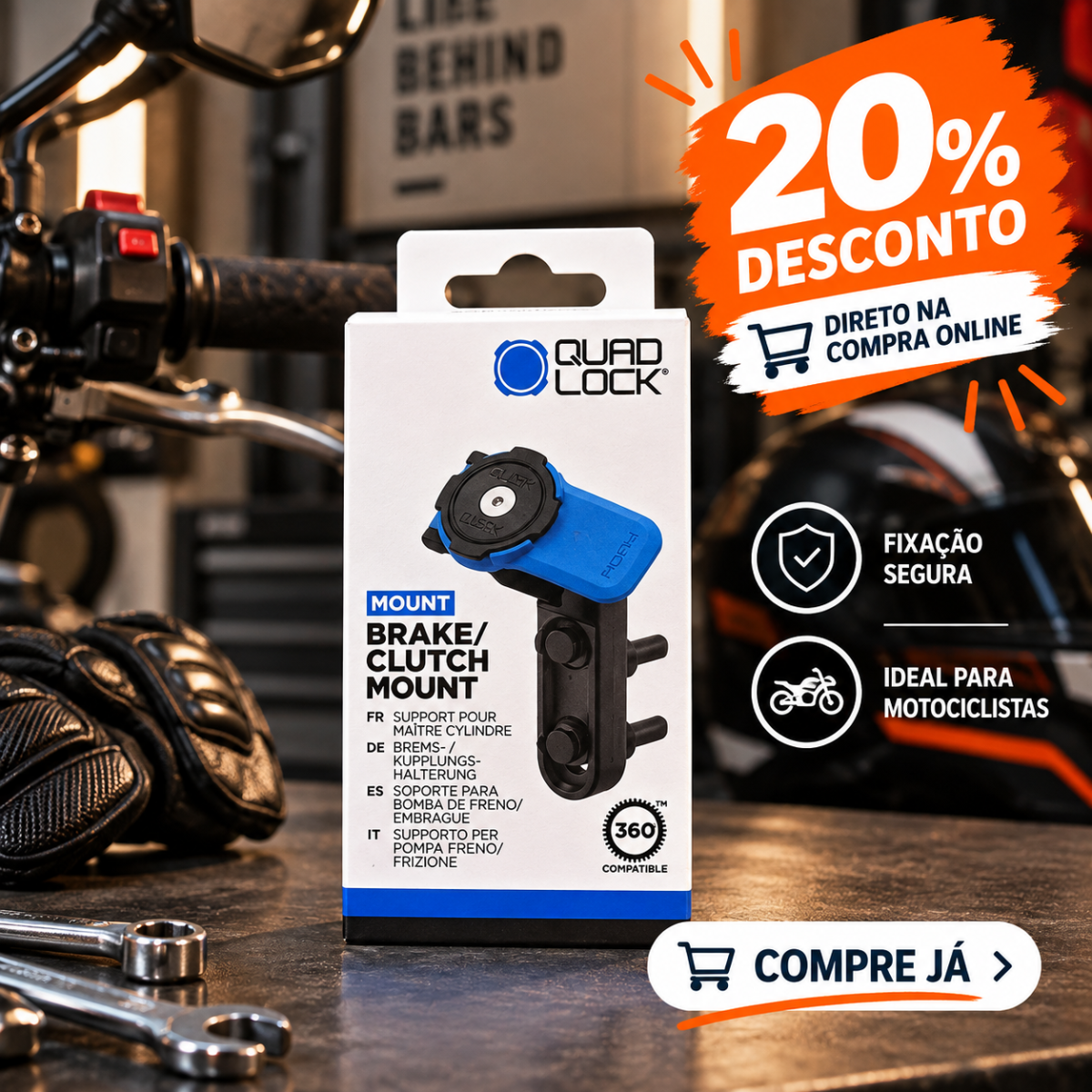 100entrada.net -Comprar online - Suporte Smartphone de travão/embraiagem - QUAD LOCK