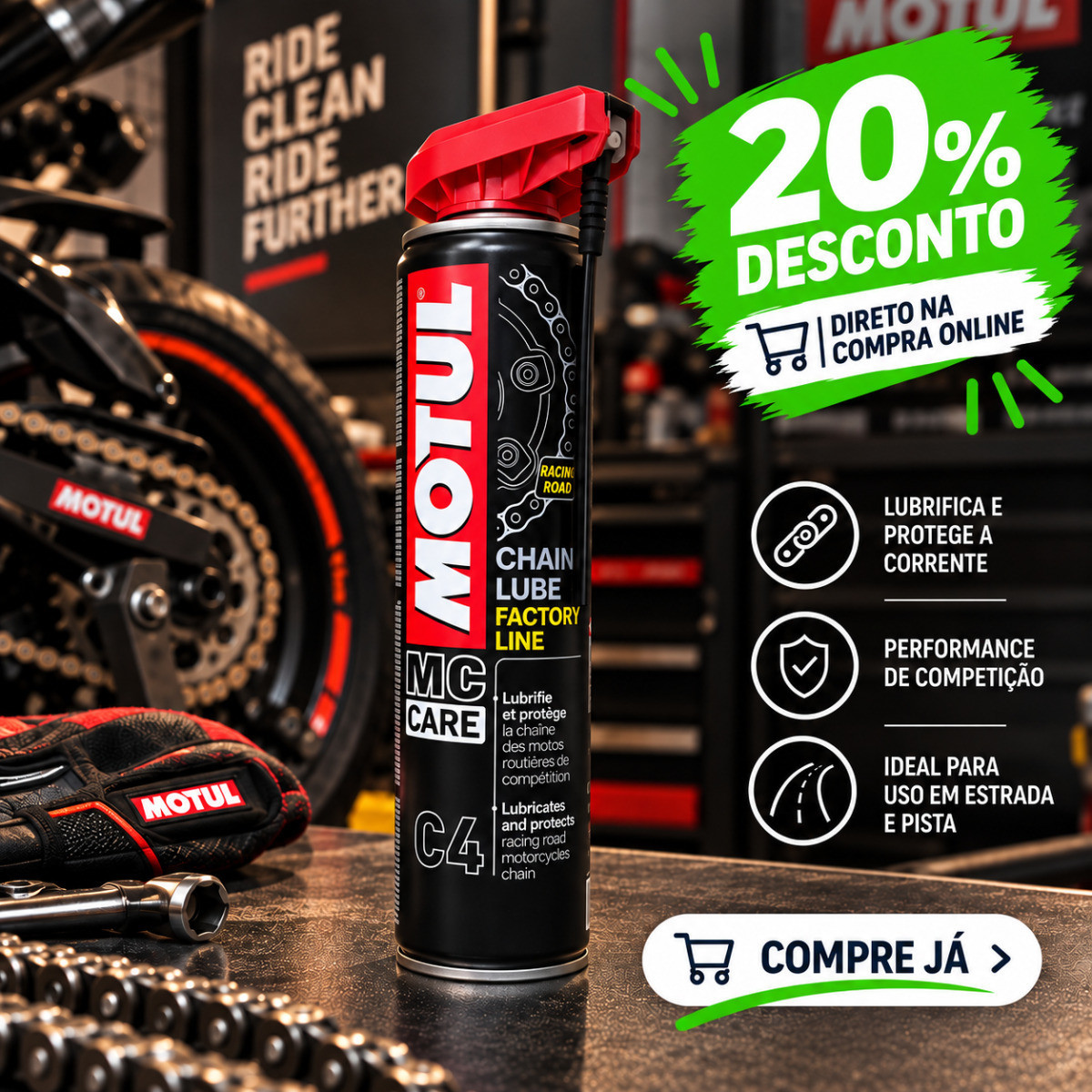 100entrada.net - Online - MOTUL Lubrificante de corrente Factory line