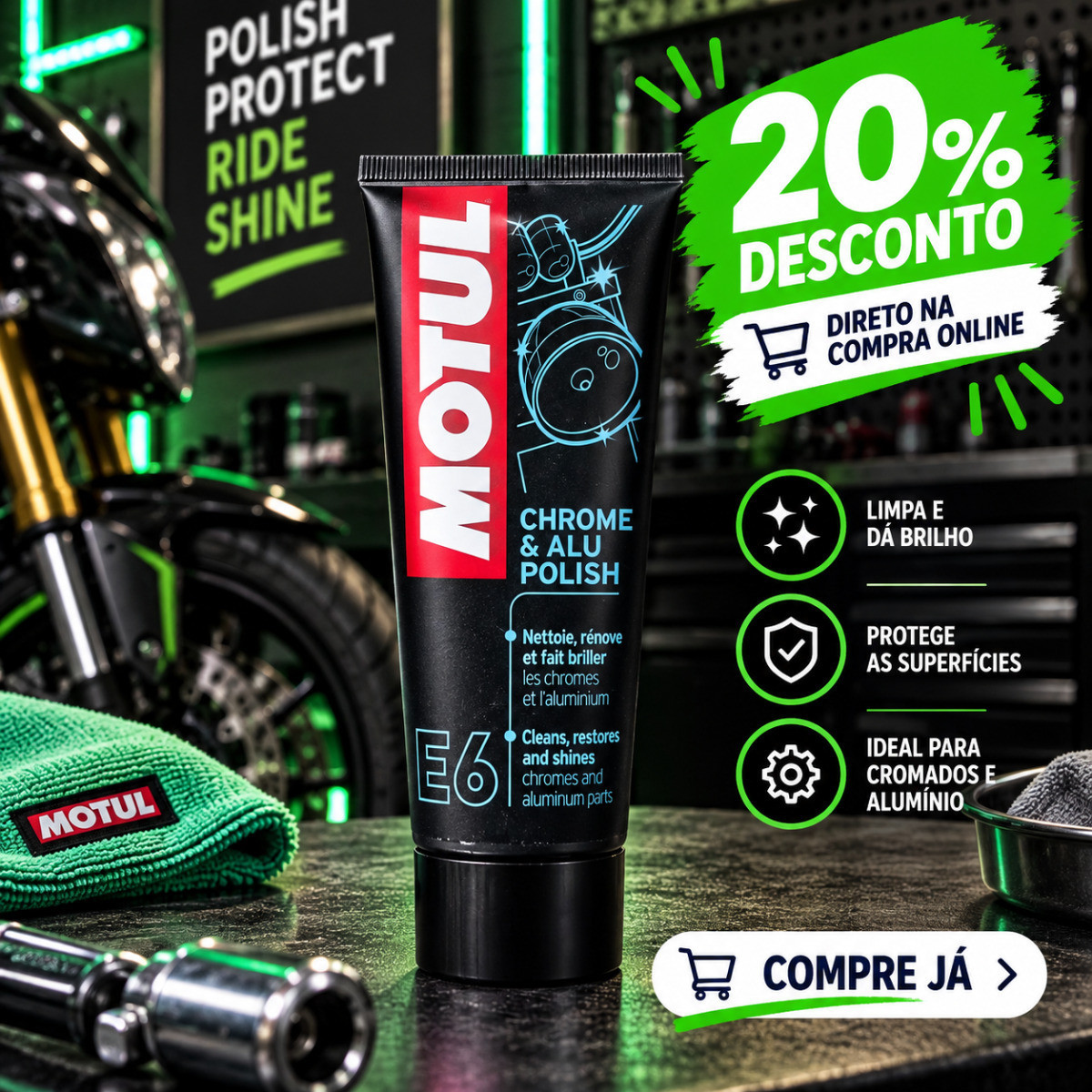 100entrada.net - Online - MOTUL Limpeza e brilho de alumínio e cromado