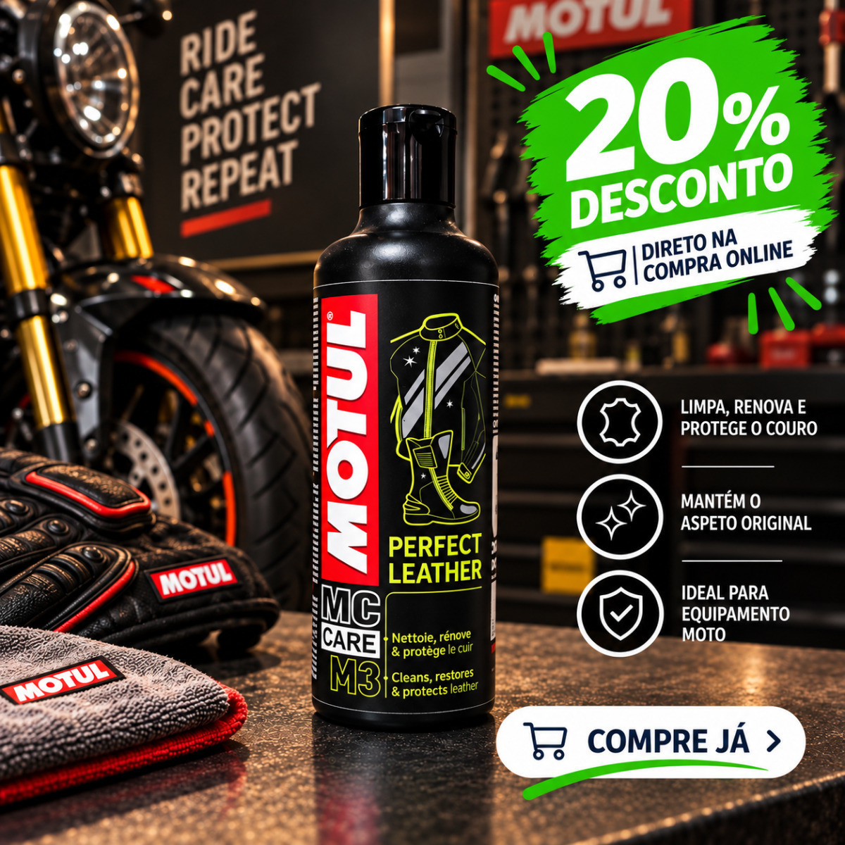100entrada.net - Online - MOTUL Limpeza de couro Moto/Equipamento