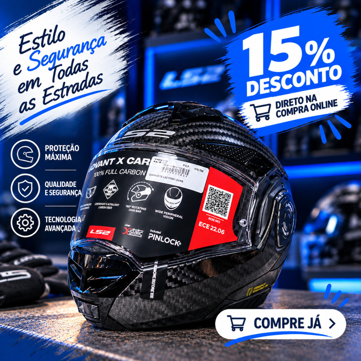 100entrada.net - Capacete LS2 FF901 Advant