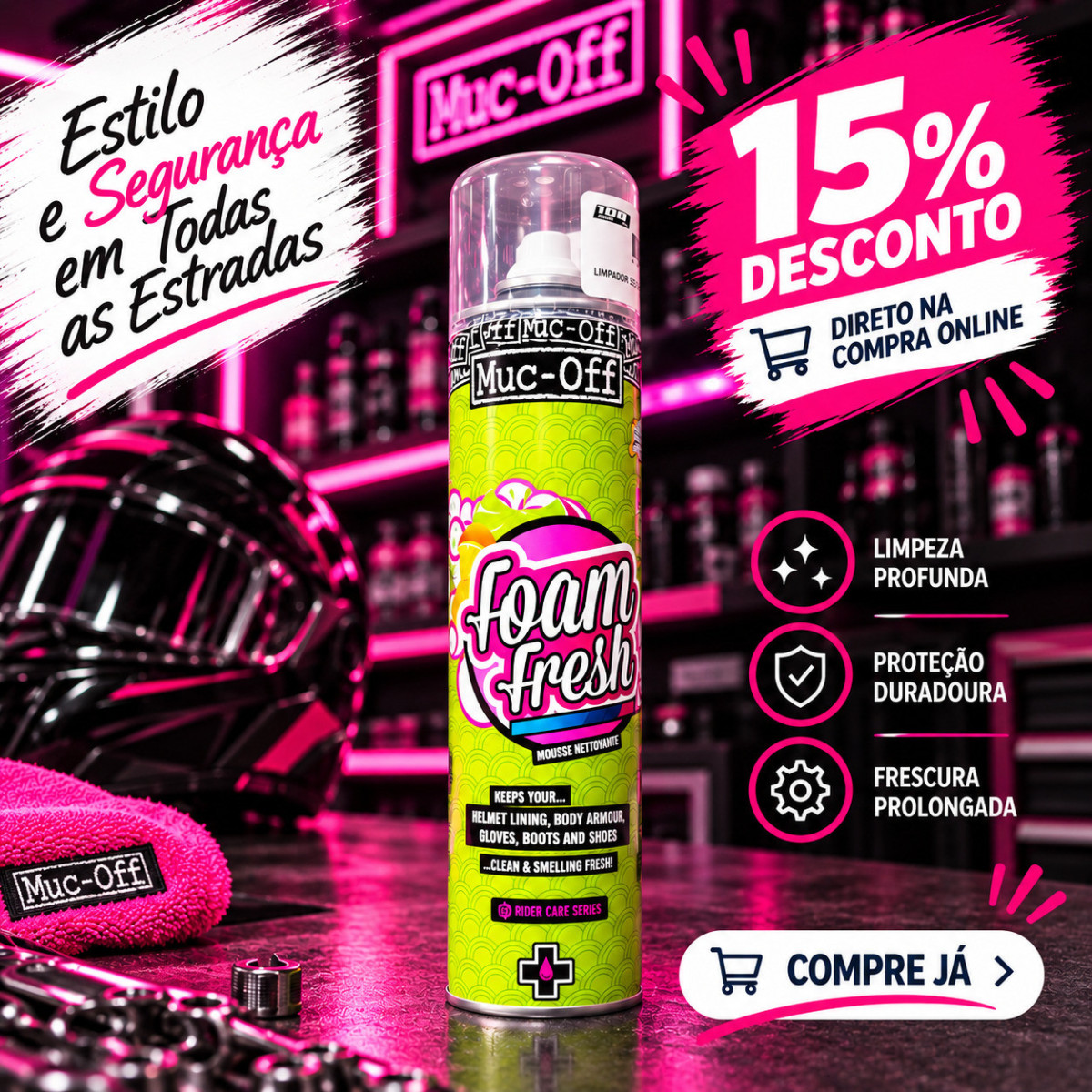 100entrada.net - Muc-Off Spray de limpeza em espuma